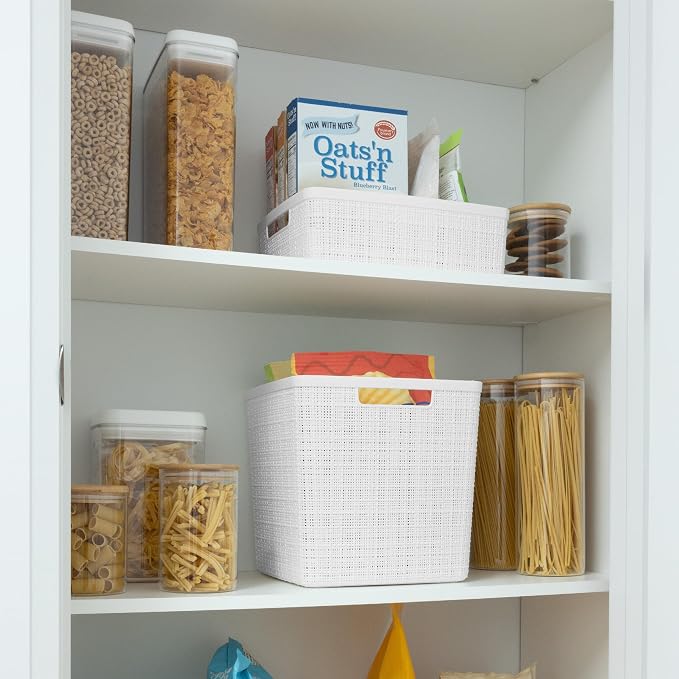 Curver Set of 4 Large Cube 17L Jute Decorative Plastic Organization and Storage - Image 5