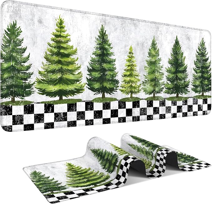 Christmas Tree Gaming Mouse Pad 35.4"x15.7"Desk Mat Anti-Slip Rubber Base & by ANNAQUEEN