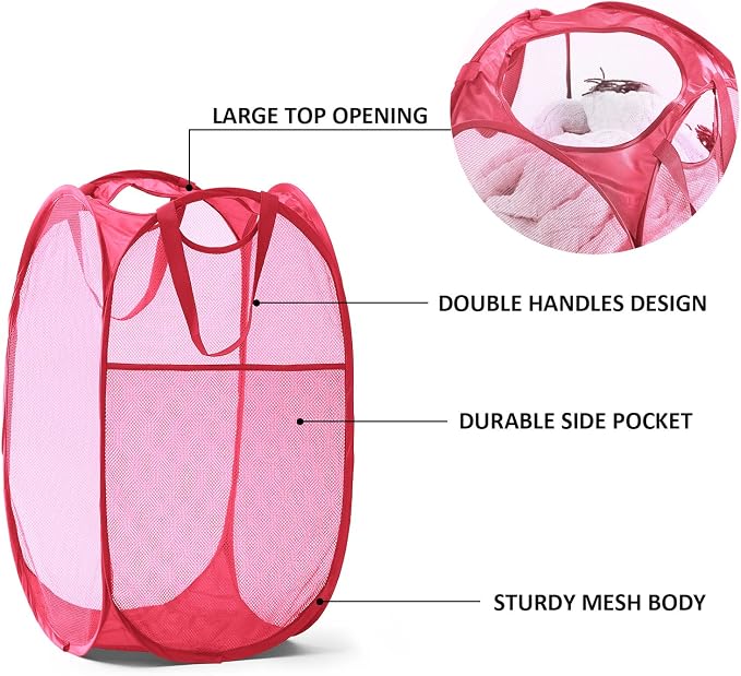 TECHMILLY Collapsible Mesh Pop Up Laundry Hamper - Image 3