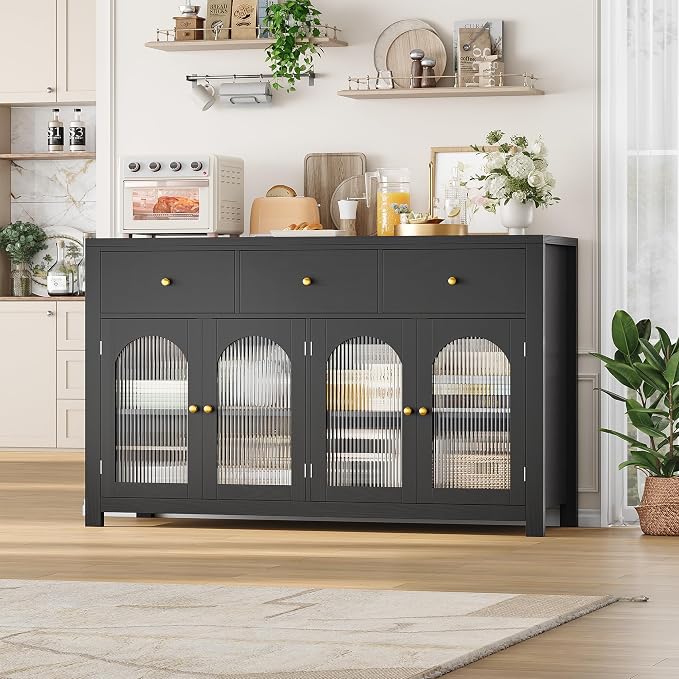 FINETONES Buffet Cabinet with Storage, 55.1" Large Sideboard Buffet Farmhouse - Image 5