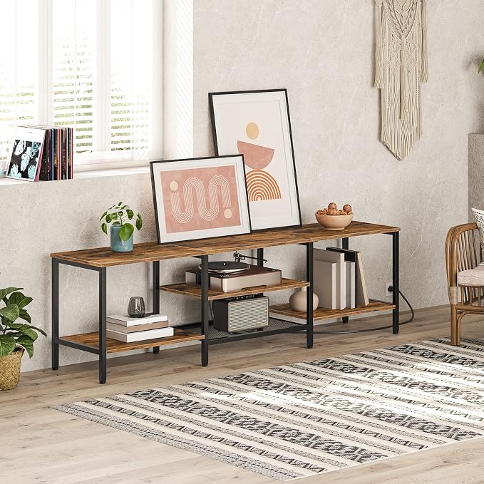 HOOBRO TV Stand with Power Outlets to 75 Inches, TV Console Table with Open - Image 5