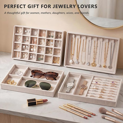 Jewelry Organizer for Drawer, Velvet Jewelry Drawer Organizer Inserts, 4-Layer - Image 5