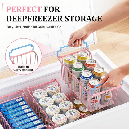 SUNALLY Stackable Storage Bins 4 Pcs Wire Baskets Freezer Organizer, Vegetable - Image 4
