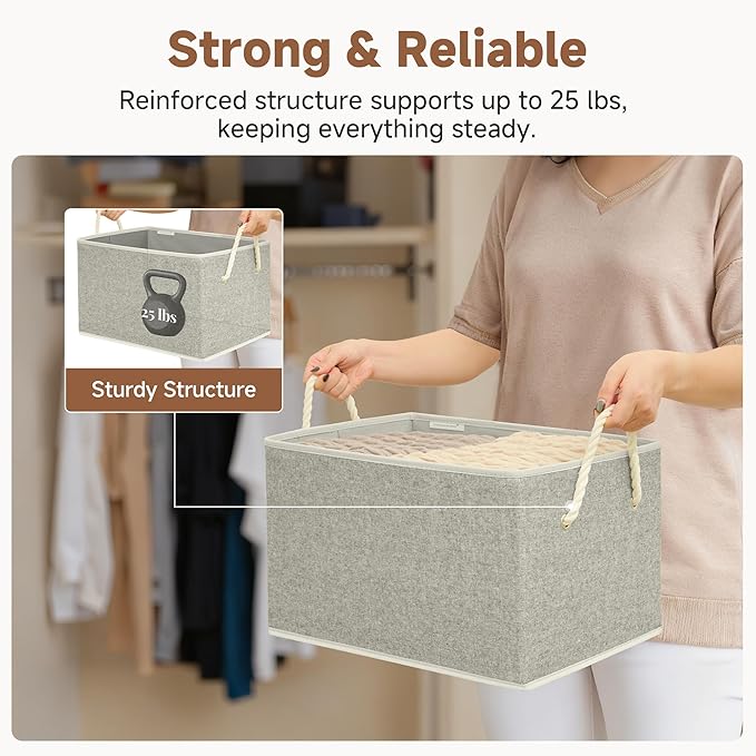 StorageWorks Storage Baskets for Shelves, Foldable Fabric Closet Storage Bins - Image 6