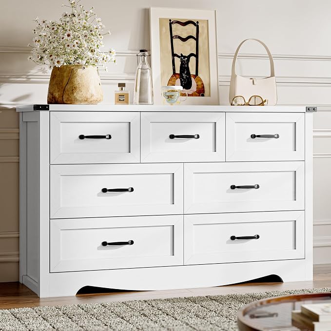 7-Drawer Dresser for Bedroom, Modern Wooden Chest of Drawers by BORNOON