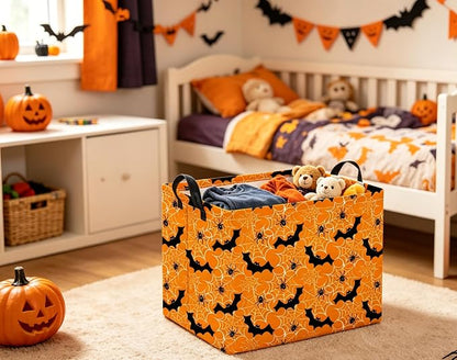 Halloween Basket Cute Baskets for Kids Pumpkin Basket Rectangular Storage Bin - Image 6