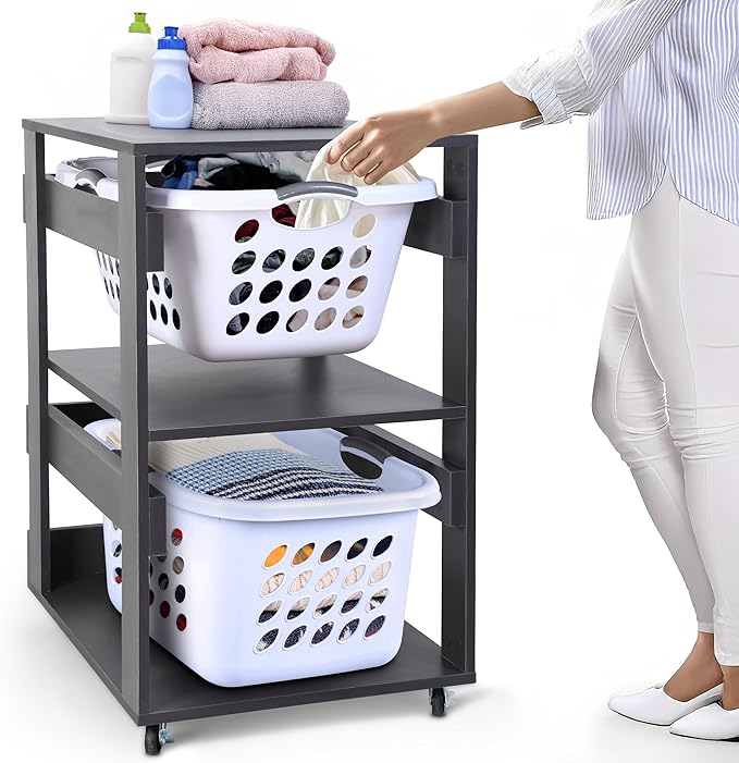 Laundry Basket Holder Shelf by LeapOak