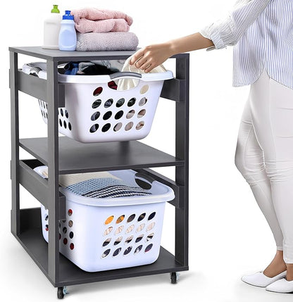 Laundry Basket Holder Shelf by LeapOak