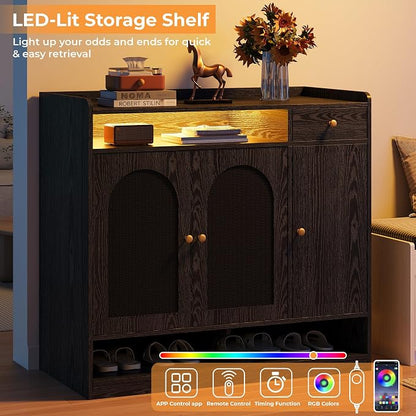 LIKIMIO Rattan Shoe Storage Cabinet, 30 Pairs 6-Tier Shoe Cabinet Storage - Image 4