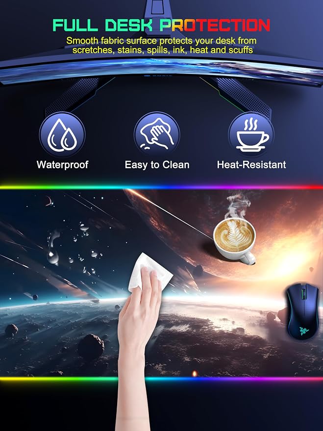 TopMade Wireless Charging Mouse Pad, RGB Gaming Mousepad, 35.4" x 15.8" Extra - Image 7