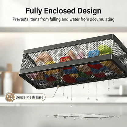 PUSDON 5-in-1 16.5" Extra Long Slim Wall Mount Wrapped Mesh Kitchen Organizer & - Image 4