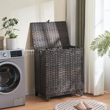 Laundry Hamper with Lid, 190L Large Laundry Basket 3 Section with 6 Removable - Image 2