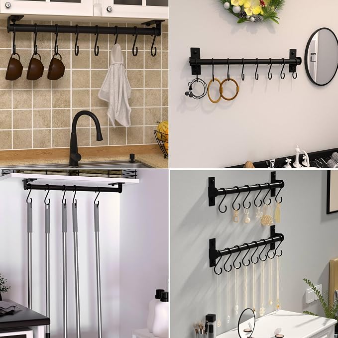 Dseap Kitchen Utensil Holder Hanger, Pot and Pan Rack Wall Mounted, Kitchen Rail - Image 7