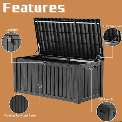 150 Gallon Outdoor Deck Box, Resin Waterproof Storage Box - Image 7