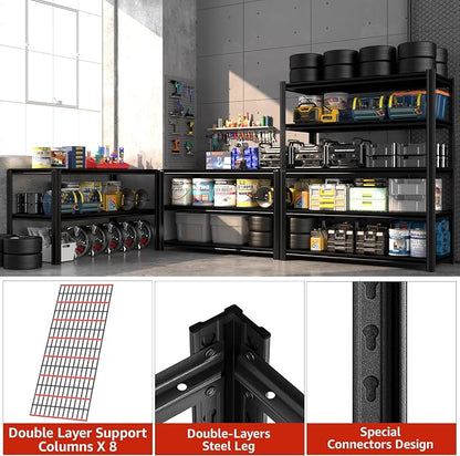 55.12" W Father&I 5-Shelf Industrial Adjustable Heavy-Dudy Tall Metal Garage - Image 6