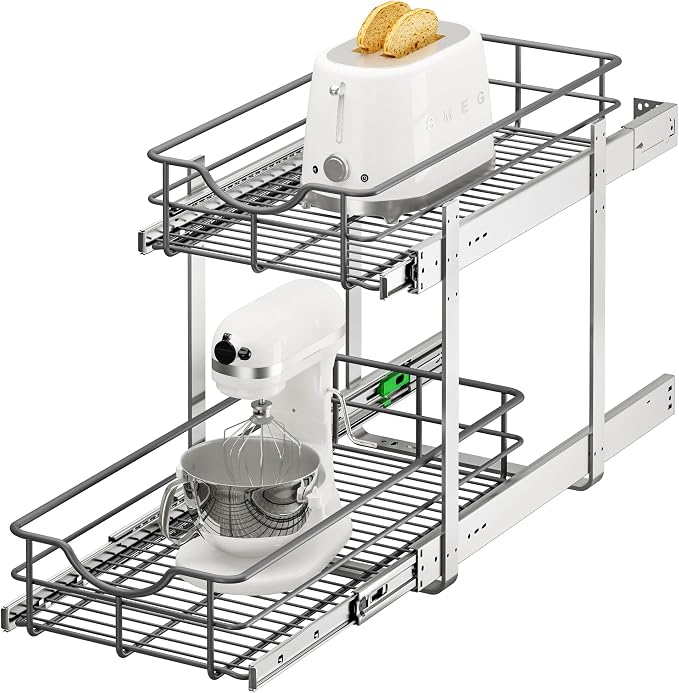 ALINE FURNITURE 2-Tier Pull Out Cabinet Organizer by ALINEFURNITURE