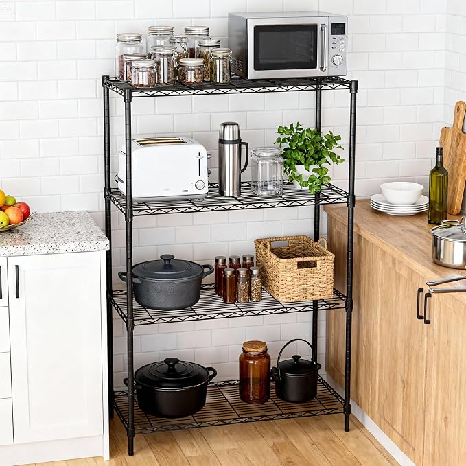 SUPER DEAL Black 4-Shelf Heavy Duty Storage Wire Shelving Unit - Image 2