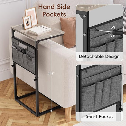 Vagusicc C Shaped End Table, Adjustable Height Small Couch Side Table - Image 5