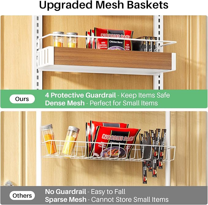 SNTD 8 Tiers Wooden Over the Door Organizer, Walnut | Pantry Door Organizers - Image 5