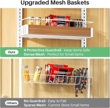 SNTD 8 Tiers Wooden Over the Door Organizer, Walnut | Pantry Door Organizers - Image 5