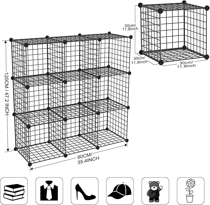 TUMUCUTE Wire Cube Storage Organizer, Metal Storage Shelves Bookshelf, - Image 3
