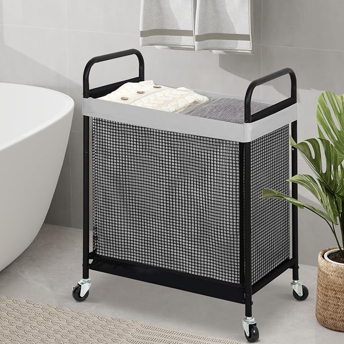 STO STO Laundry Hamper 2 Section, 100L Rolling Laundry Sorter Cart - Image 3