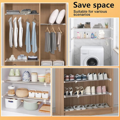 BAOYOUNI Tension Closet Shelf, Adjustable Storage Rack Separator | Wardrobe - Image 7