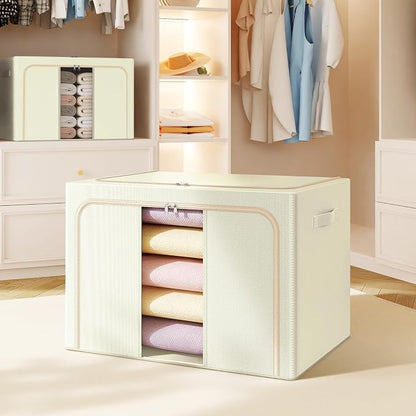 Clothes Storage Bins with Metal Frame, Foldable Clothes Organizers Storage - Image 7