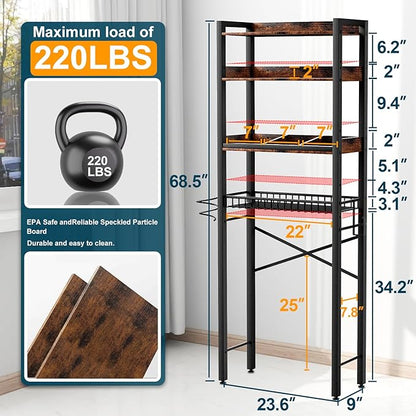 Over The Toilet Storage Cabinet, 4 Tier Bathroom Organizers and Storage - Image 6