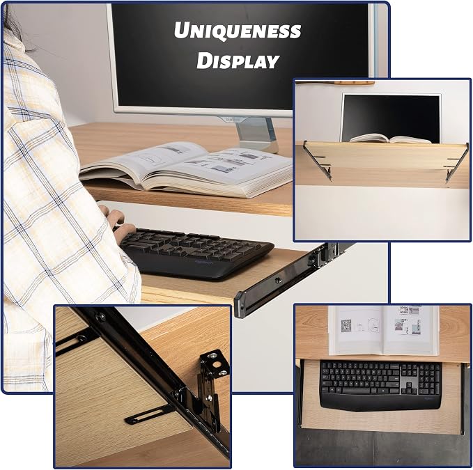 14" Keyboard Slide Heavy Duty Ball Bearing Slides Computer Tray Under Desk - Image 6