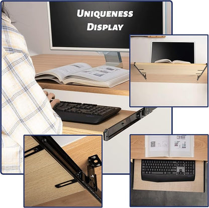 14" Keyboard Slide Heavy Duty Ball Bearing Slides Computer Tray Under Desk - Image 6