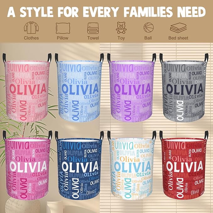 Custom Name Laundry Hamper, Personalized Laundry Basket - Image 6