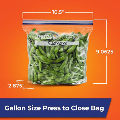 Hefty Press to Close Plastic Freezer Bags, Gallon Size - Image 7