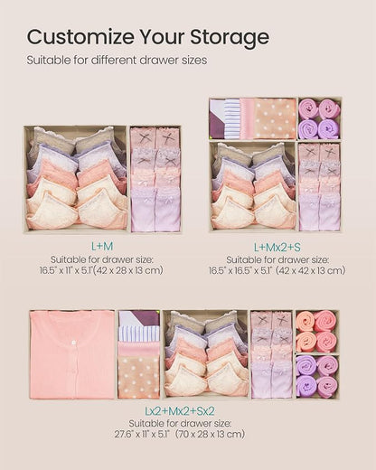 SONGMICS Drawer Organizer, Dresser Drawer Organizers, Foldable Fabric Storage - Image 5