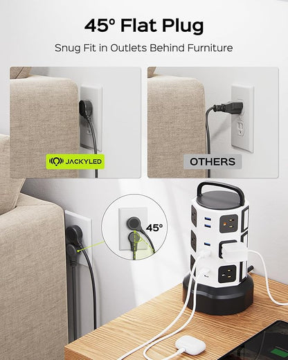 【10ft】 Power Strip Tower JACKYLED Surge Protector Electric Charging Station - Image 6