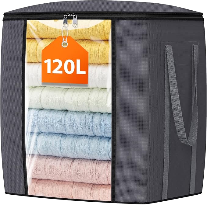 120L Extra Large Clothes Storage Bags, Foldable Blanket Storage and Organization by Unknown