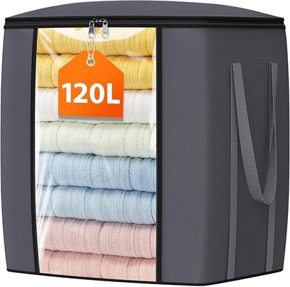 120L Extra Large Clothes Storage Bags, Foldable Blanket Storage and Organization by Unknown
