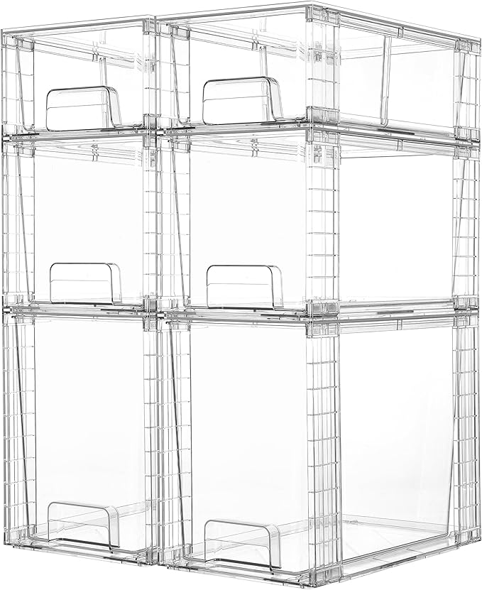 Vtopmart 6 Pack Clear Stackable Storage Drawers, Plastic Drawers by Vtopmart