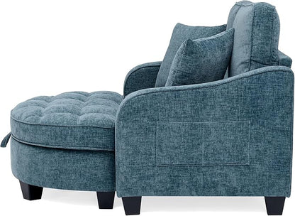 ERYE Chenille Tufted Loveseat Sofa and Ottoman Set, Tufted Recliner Sleeper - Image 7