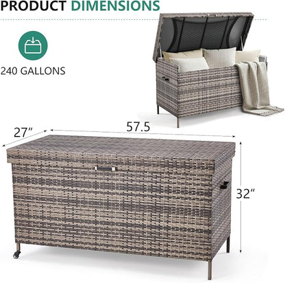 AVAWING 240 Gallon Wicker Deck Box - Image 6