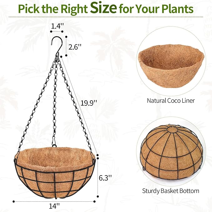 14" Large Hanging Baskets for Plants Outdoor - Image 3