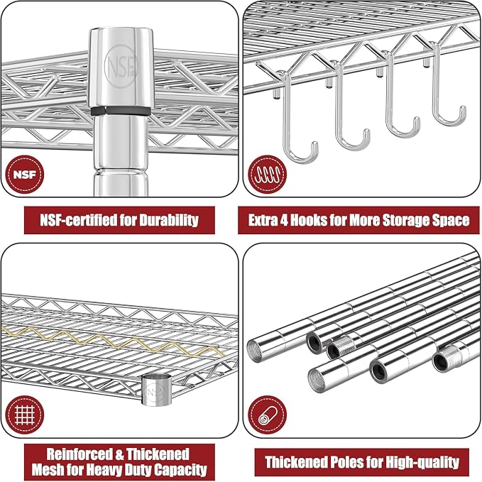 PrimeZone 4 Tier 55.5" Wx24 Dx76 H Wire Shelving - Image 6