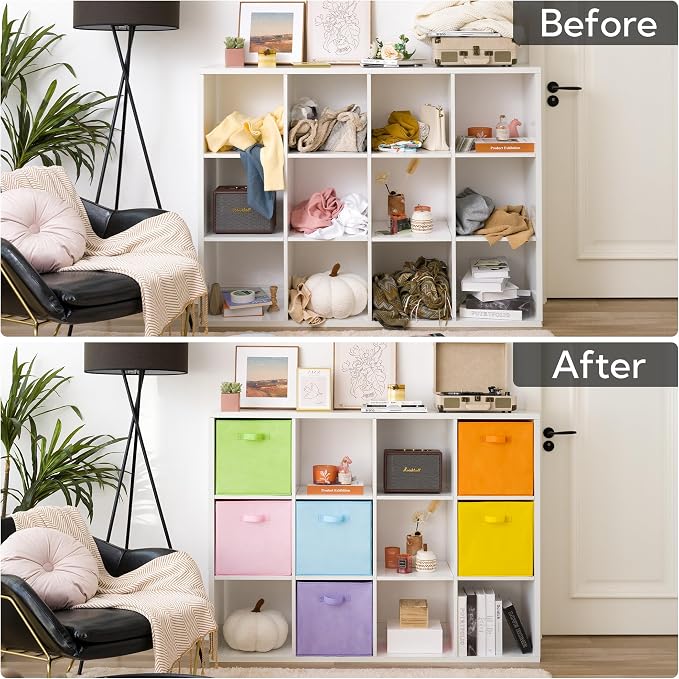 GRANNY SAYS 13 Inch Cube Storage Bins, Pastel Color, Colorful Fabric Storage - Image 7