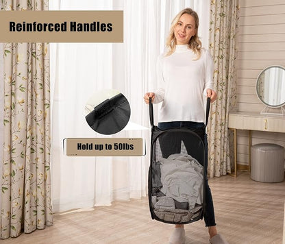 2 Pcs Strong Mesh Pop-up Laundry Hamper, Quality Pop Up Hampers - Image 3