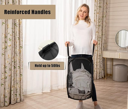 HOUSE AGAIN Mesh Popup Laundry Hamper, Collapsible Laundry Basket, Foldable Pop - Image 3