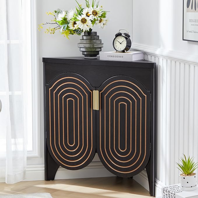 Small Corner Storage Cabinet, Mid Century Modern Floor Corner Cabinet - Image 4