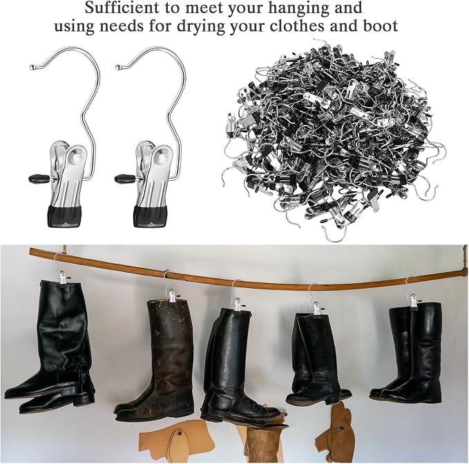 Yinder 250 Pcs Boot Hangers Clips Laundry Hooks Hanging Stainless Steel Clothes - Image 5