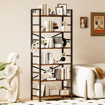 Homeiju 6 Tier Bookshelf, Industrial Bookcase - Image 6
