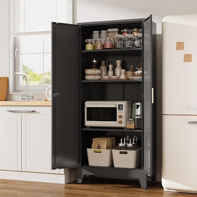 61"H Kitchen Pantry Storage Cabinet, Farmhouse Pantry Cabinet, Tree Doors - Image 2