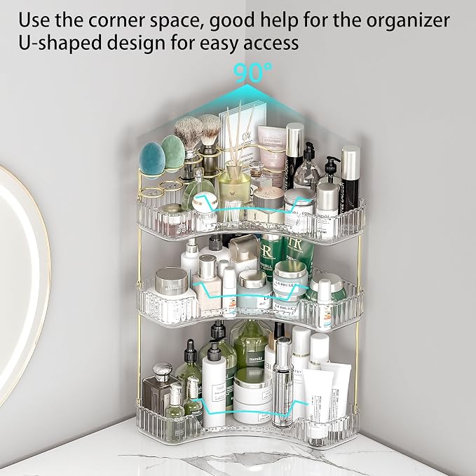Makeup Organizer Countertop 3 Tier, Corner Bathroom Countertop Organizer - Image 6